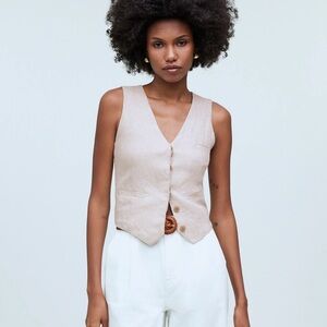 Madewell Beige Sleeveless Button-Up Vest